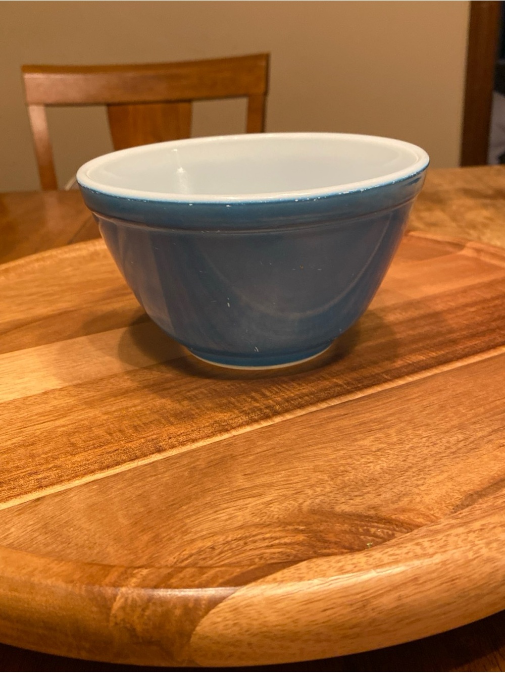 Pyrex 401 Vintage Blue/White Solid Glass Mixing Bowl 1.5 Pint 5.5” Round 1950s